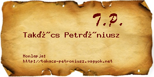 Takács Petróniusz névjegykártya